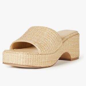 Women's Tan Woven Platform Slide Sandals